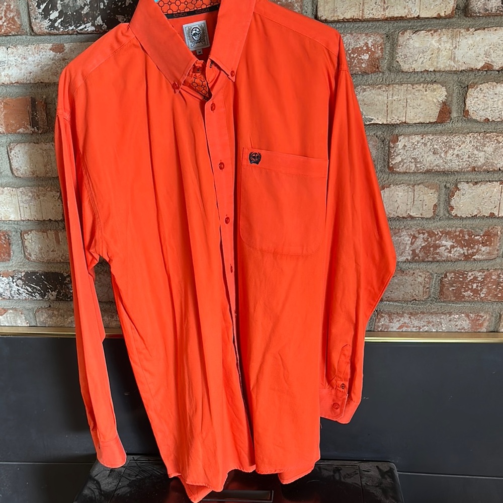 Orange Cinch Long Sleeve Button-Up Shirt